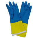 671 - Dual Color Reusable Rubber Hand Gloves (Yellow + blue) - 1 pc