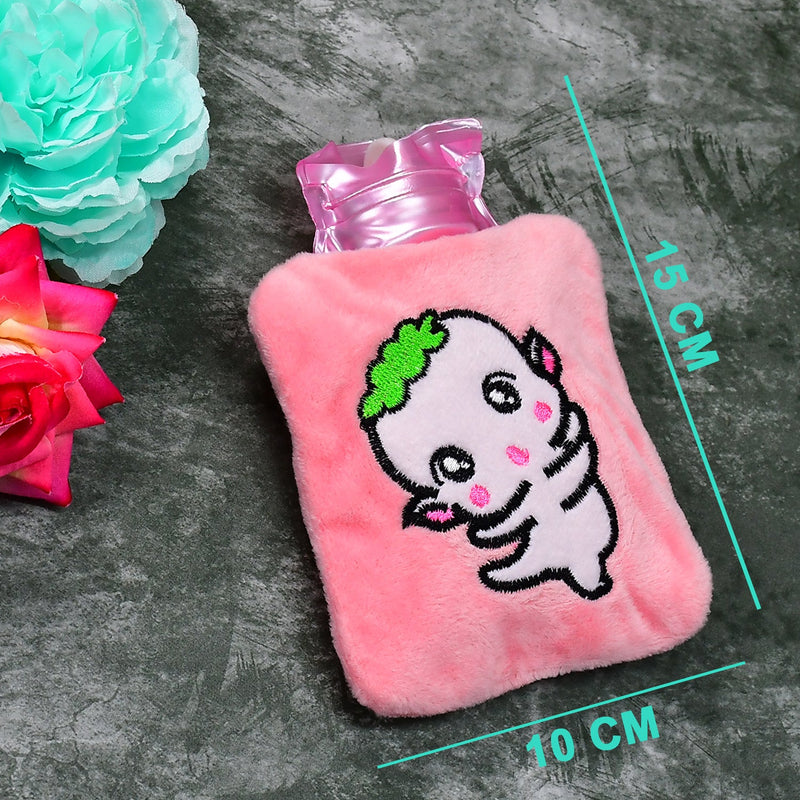 6532 Pink Cartoon small Hot Water Bag with Cover for Pain Relief, Neck, Shoulder Pain and Hand, Feet Warmer, Menstrual Cramps. 