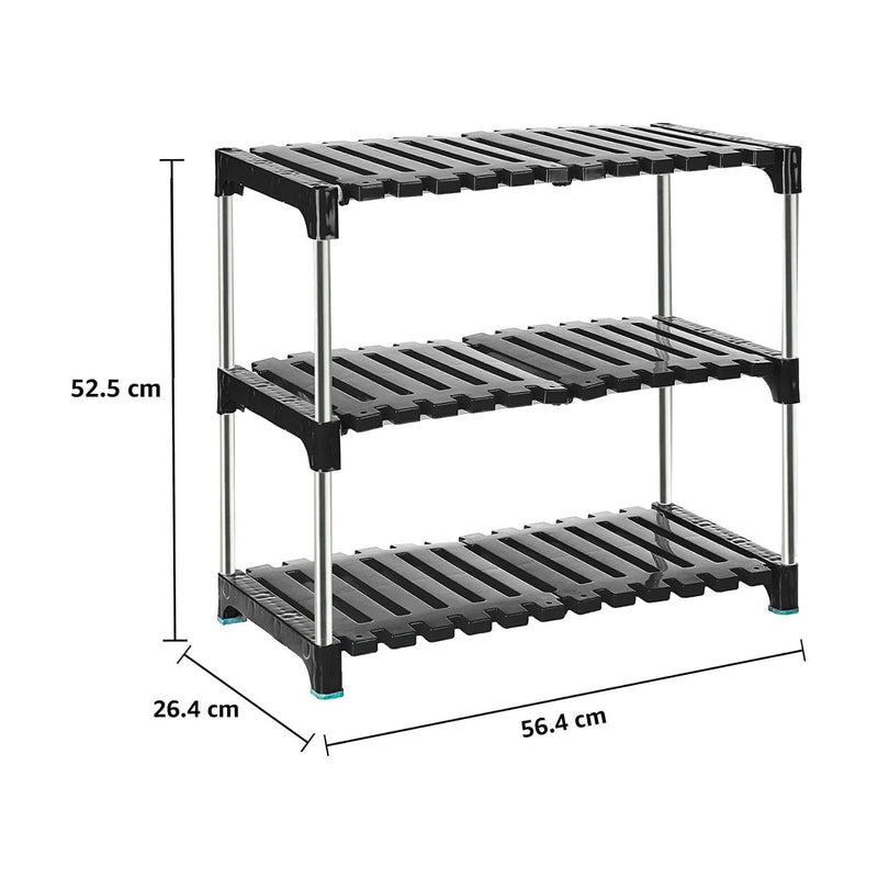 0509 3-Tier Fouldable Solid Stainless Steel Shoe Rack
