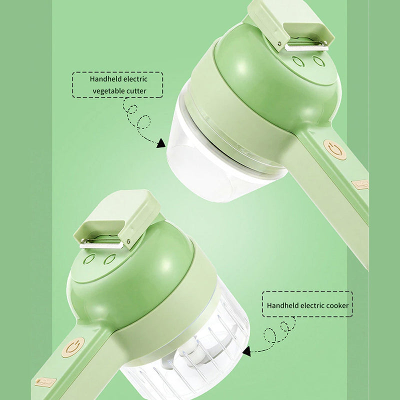 2284 4 in 1 Handheld Electric Vegetable Cutter Set, Multifunction Mini Chopper Food Processor, Wireless Electric Garlic Mud Masher, for Garlic, Chili ,Onion, Ginger 