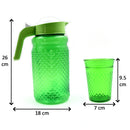 3734A Unbreakable Plastic Drinking Water/Juice Jug and 6 pieces Glass (Assorted color)