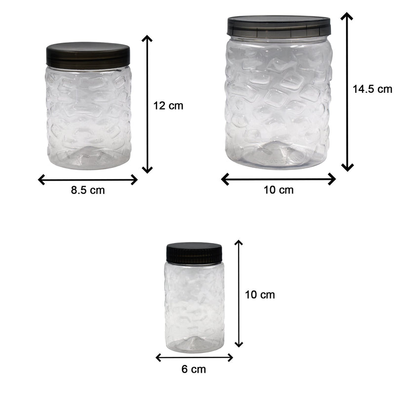 0598 3pcs Stone Jars Set (Big 1200ml, Medium 600ml & Small 250ml size) (plastic material)