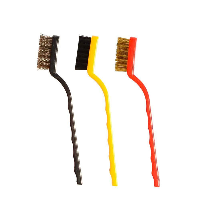 Cleaning Tool Kit - 3 Pc Mini Wire Brush Set, Brass, Nylon, Stainless Steel Bristles - Multi Utility | wire brush for cleaning | wire brush for removing rust | wire brush cup