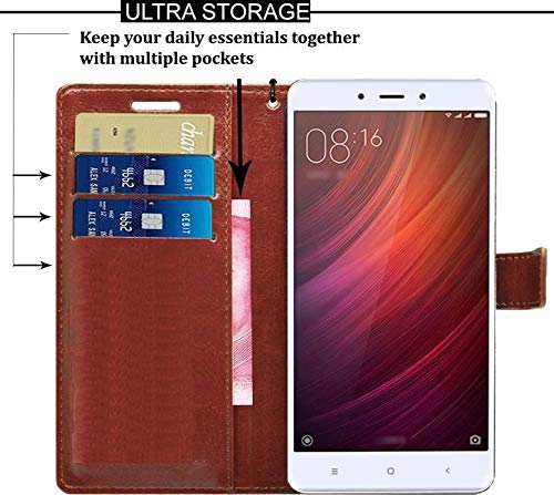 Vintage Leather Flip Wallet Case Stand with Magnetic Closure & Card Holder Cover for Redmi 6 (Brown/Black) - AHLV005600010BXRM6C