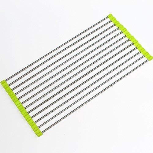 2001_Stainless Steel Sink Folding Fruit Vegetable Drying Drain Rack Dish Drying, Roll-Up Over Sink Kitchen Fold-able Drying Drainer