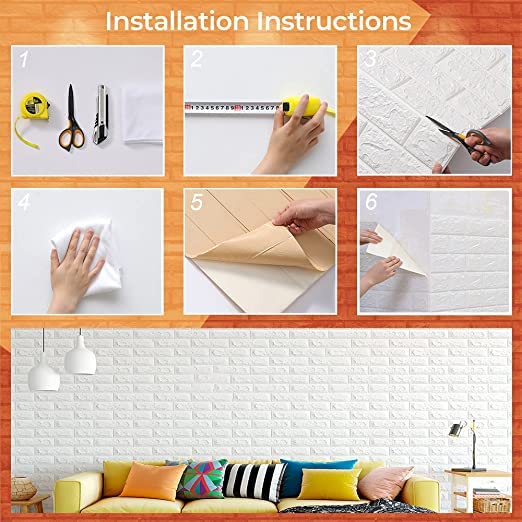 9296 Design Wallpaper 3D Foam Wallpaper Sticker Panels I Ceiling Wallpaper For Living Room Bedroom I Furniture, Door I Foam Tiles (Size - 73x70 cm) 