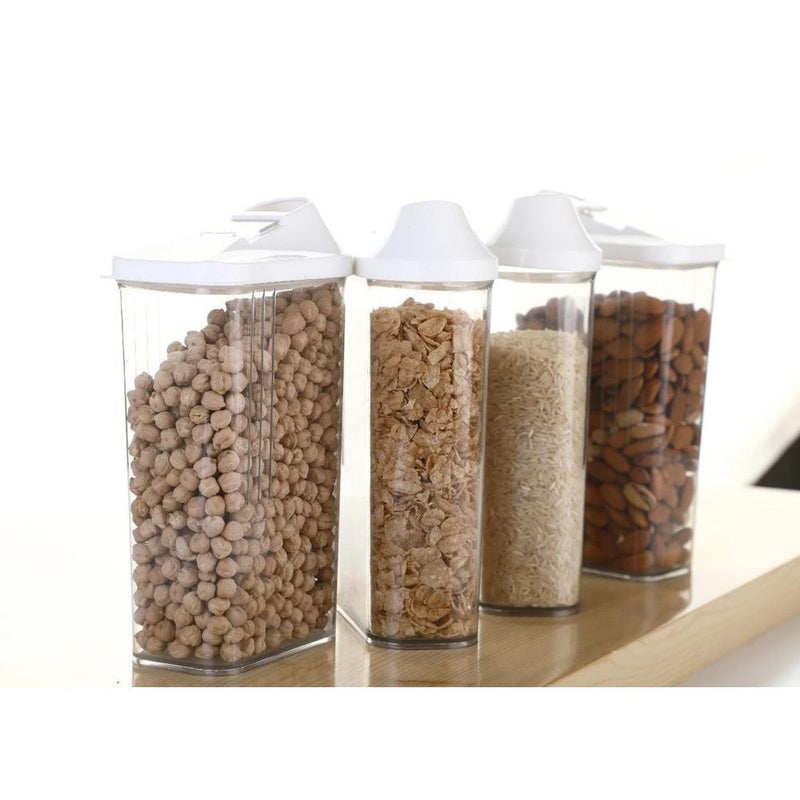 0096 Plastic Easy Flow Storage Jar with Lid (750ml, Set of 6) - Your Brand