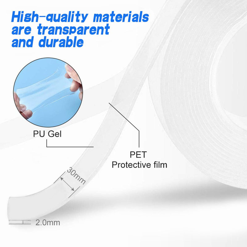 0881  Double Sided Nano Adhesive Tape, 5 meter Washable Traceless Nano Gel Tape, Multipurpose
