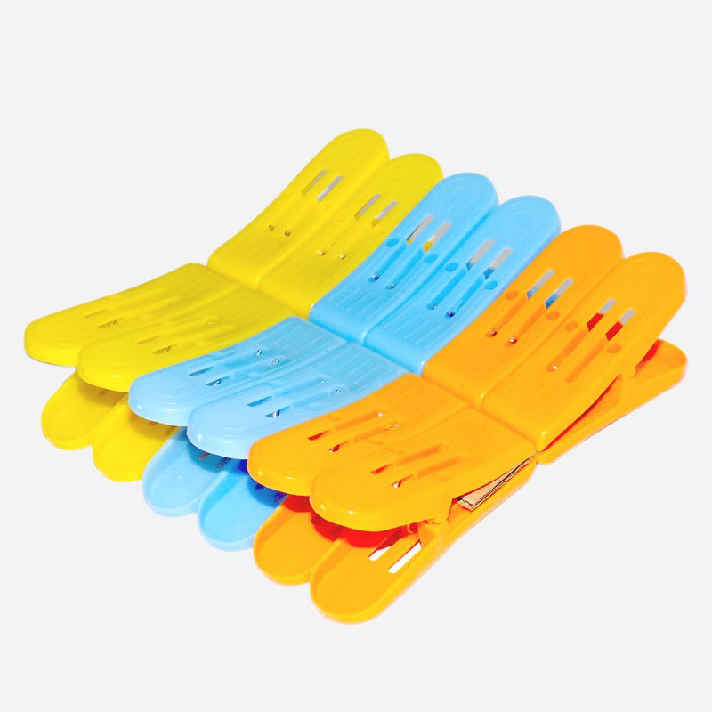 1369 Plastic Cloth Double Pin Clips for cloth Dying cloth (multicolour) (Pack of 12) - Opencho