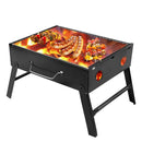 0126 Folding Barbecue Charcoal Grill Oven (Black, Carbon Steel)