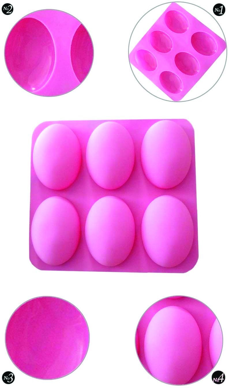 0774 Silicon 6 Cavity Non Stick Oval Shape Mould Tray