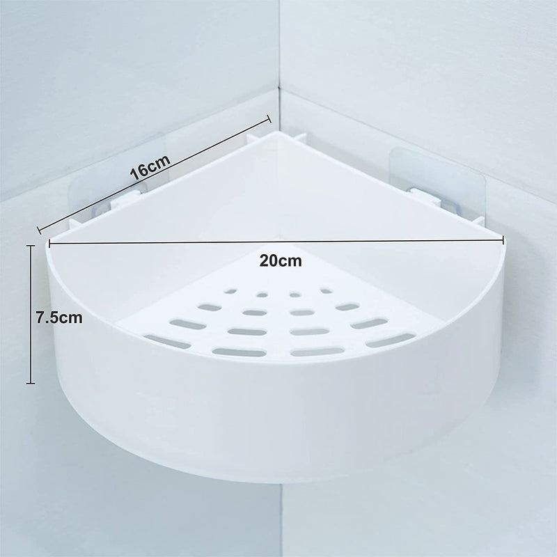 4033 Corner Shelf Bathroom Kitchen Rack Self Adhesive Shower Caddy Plastic Triangle Wall Mount Storage Basket 