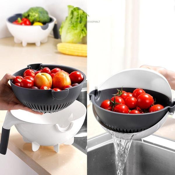 2187 10in1 Multifunctional Vegetable Fruits Cutter Shredder with Rotating Drain Basket - DeoDap