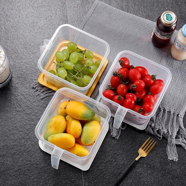 2454 Air Tight Unbreakable Big Size 1100 ml Square Shape Kitchen Storage Container (Set of 6) - 