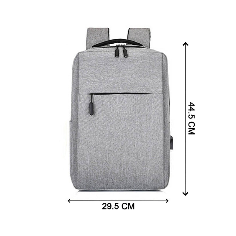 6219 Gray Travel Laptop Backpack With USB Charging Port 