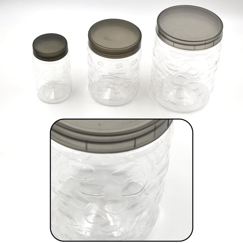 0598 3pcs Stone Jars Set (Big 1200ml, Medium 600ml & Small 250ml size) (plastic material)