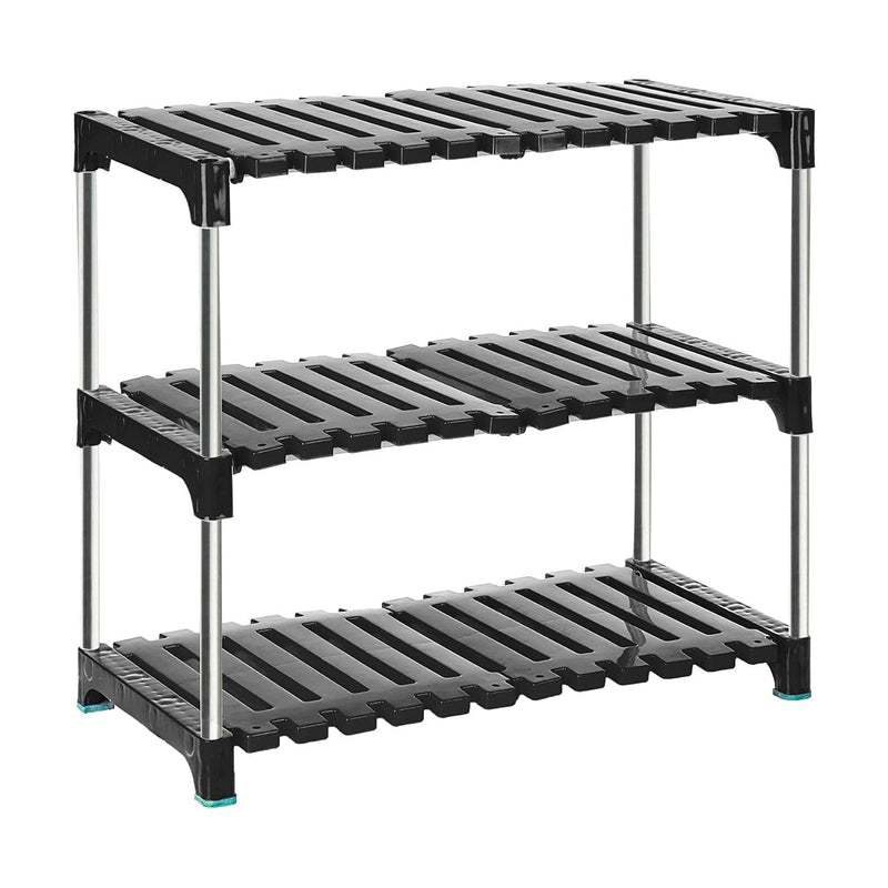 0509 3-Tier Fouldable Solid Stainless Steel Shoe Rack