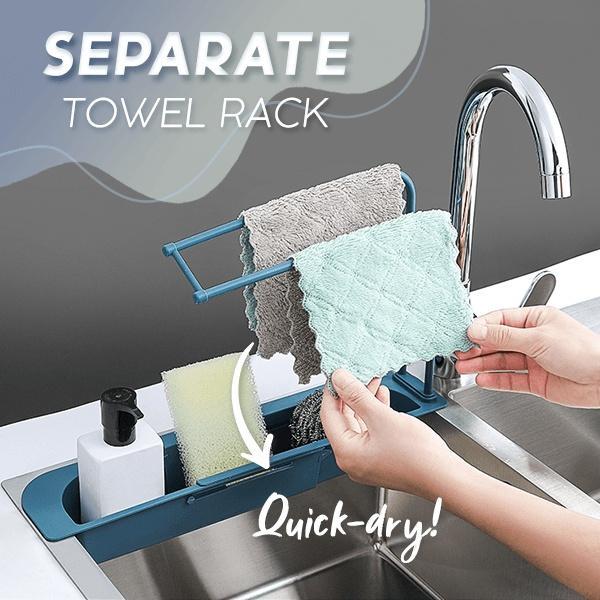 2307 Telescopic Adjustable Faucet Rack Dish Brushes Sponge Storage Shelves Sink Drain - 