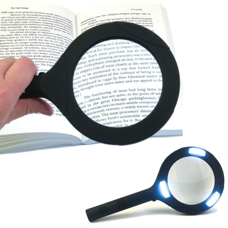 1573 Magnifying Glass with 3 Led Light 3X Power and Rubberized Handle - DeoDap