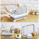 0804 Collapsible Folding Silicone Dish Drying Drainer Rack with Spoon Fork Knife Storage Holder - Your Brand