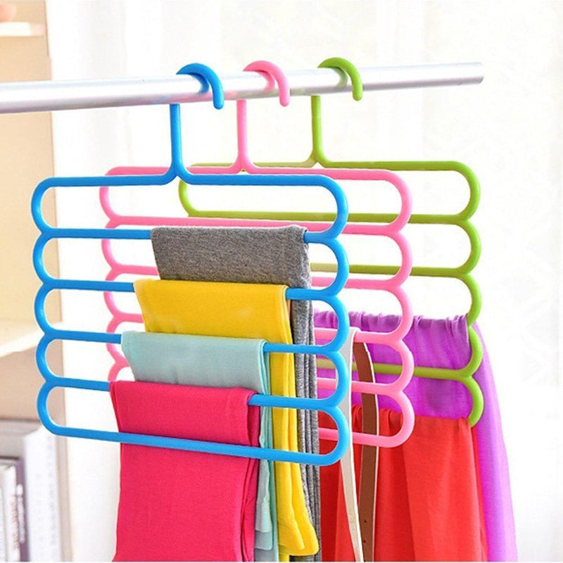1688 Multipurpose Multi-Layer 5-in-1 Plastic Hanger Clothes Organiser - 