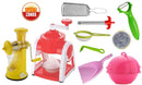 Combo - Ice Gola Maker, Juicer, Grater, Lighter, Tea Strainer, Peeler, Vegetables Spiral Cutter, Kitchen Scrubber-Washing Bowl & Plastic Dust Pan