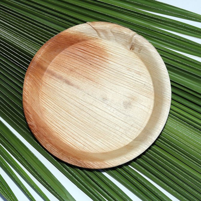 3207 Disposable Round Shape Eco-friendly Areca Palm Leaf Plate (12x12 inch) (pack of 25) - 
