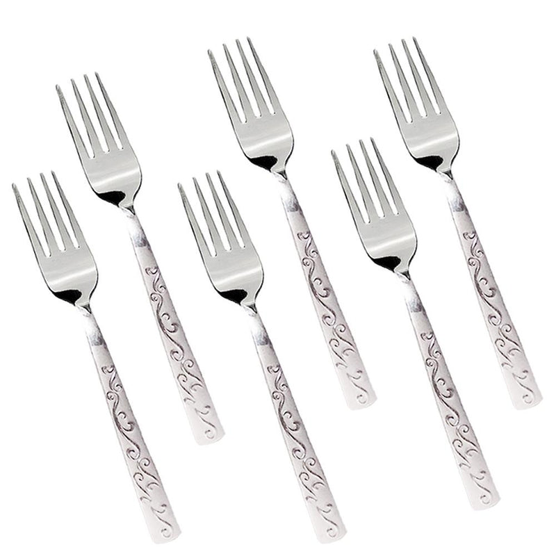 7005 Self Design Stainless Steel Fork Set - 6 Pcs - Opencho