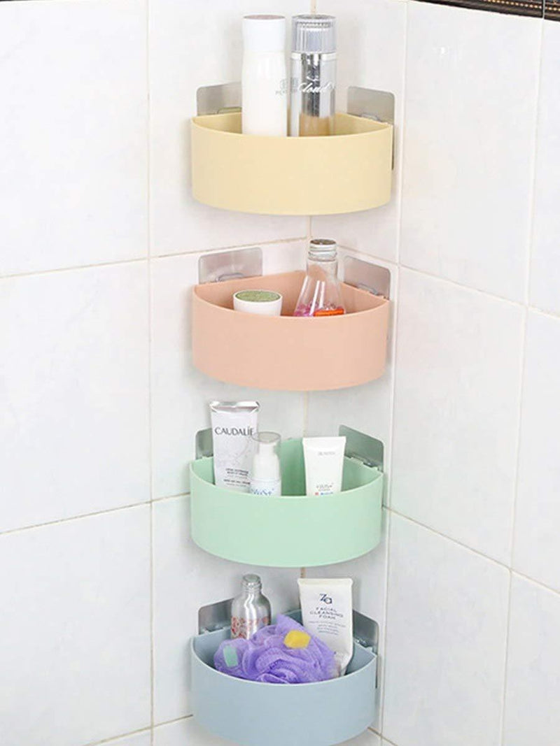 1099 Plastic Multipurpose Kitchen Bathroom Shelf Wall Holder Storage Rack - Opencho