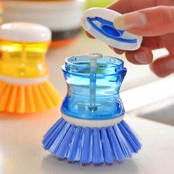 0159 Plastic Wash Basin Brush Cleaner with Liquid Soap Dispenser (Multicolour)