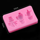 1137 Cake Decorating Baking 3 Cavity Cactus Silicone Chocolate Mold (Pink) - Opencho