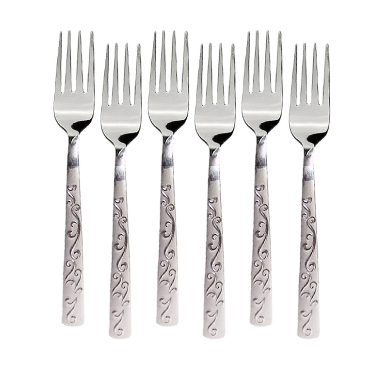 7005 Self Design Stainless Steel Fork Set - 6 Pcs - Opencho