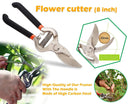Opencho Gardening Tools - Flower Cutter & Garden Tool Wooden Handle (3pcs-Hand Cultivator, Small Trowel, Garden Fork)