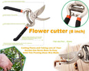 Opencho Gardening Tools - Flower Cutter & Garden Tool Wooden Handle (3pcs-Hand Cultivator, Small Trowel, Garden Fork)
