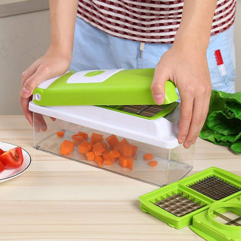 2203 Plastic Big 16 in 1 Dicer with Cutter with easy Push and pull Button - Opencho