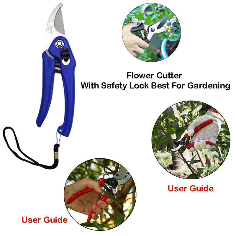 Opencho Gardening Tools - Reusable Rubber Gloves, Flower Cutter & Garden Tool Wooden Handle (3pcs-Hand Cultivator, Small Trowel, Garden Fork)