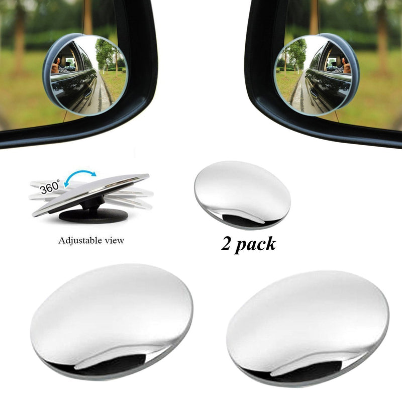 1512 Blind Spot Round Wide Angle Adjustable Convex Rear View Mirror - Pack of 2 - 