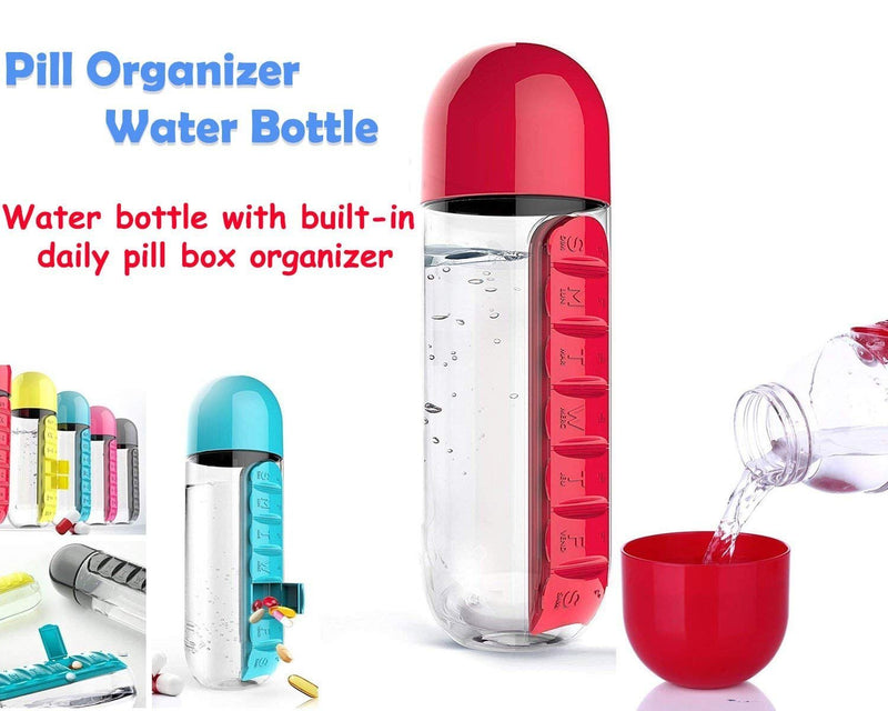 0365 -7 Days Pill Tablet Medicine Organizer with Water Bottle 600ml