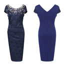 Elegant Women Flower Lace Embroidery Party Cocktail Office Bodycon Pencil Dress