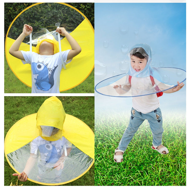 1434 Rain Hats for Kids Umbrella for Hands free Rain Protection Waterproof Rainy Caps (Multicolor) - 