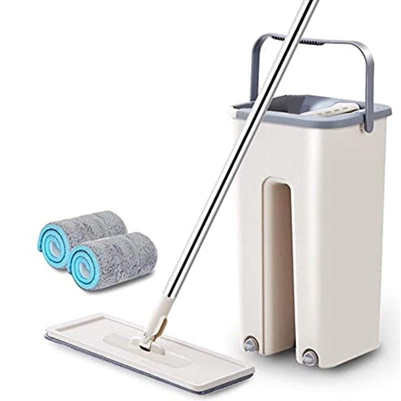 1142B Scratch Cleaning Mop with 2 in 1 Self Clean Wash Dry Hands Free Flat Mop 