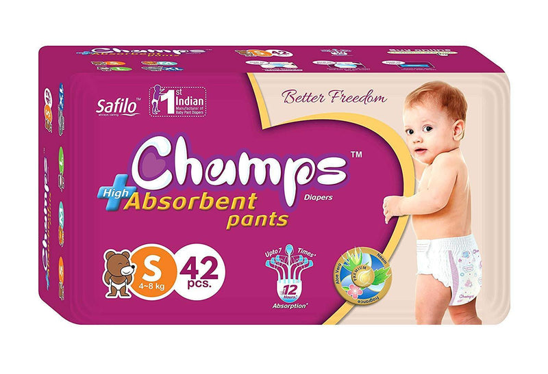 0950 Premium Champs High Absorbent Pant Style Diaper Small Size, 42 Pieces (950_Small_42)