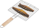 2378 Kitchen Square Roaster Papad Grill Barbecue Grill with Wooden Handle - 