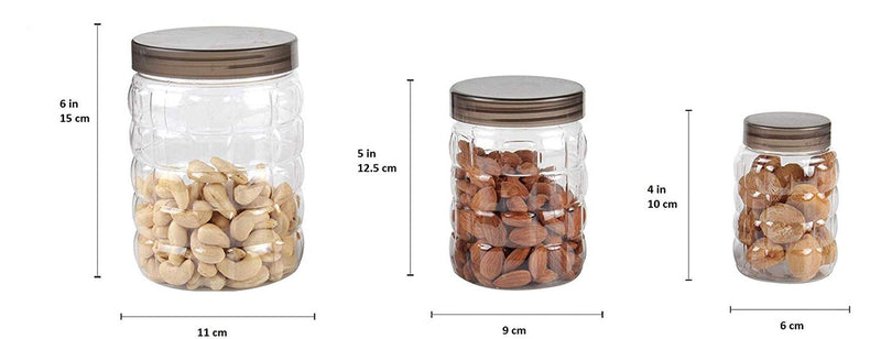 0598 3pcs Stone Jars Set (Big 1200ml, Medium 600ml & Small 250ml size)