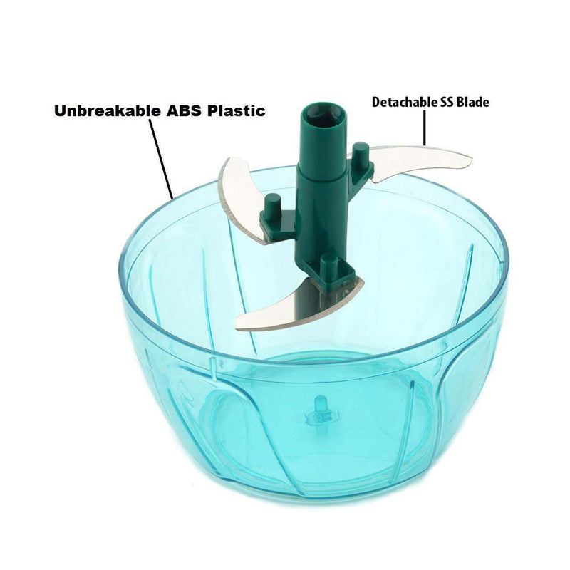 2054 3 BLADE MANUAL GREEN FOOD CHOPPER, COMPACT & POWERFUL HAND HELD VEGETABLE CHOPPER. 