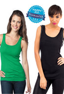 Combo Pack Of 2 Green Black Stretch Cotton Women Undershirts