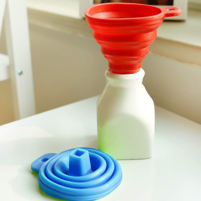 0826 Foldable Kitchen Collapsible Funnel for Water Bottle Liquid Transfer Food Grade Funnels Set (Big)