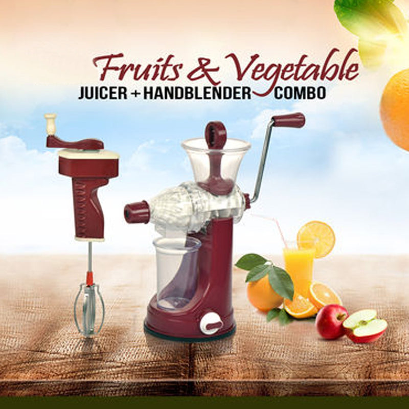 7017 Manual Fruit & Vegetable Juicer and Blender with Steel Handle (Multi Coloured) - 