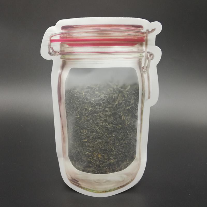 1074 Reusable Airtight Seal Plastic Food Storage Mason Jar Zipper (500ml) - DeoDap