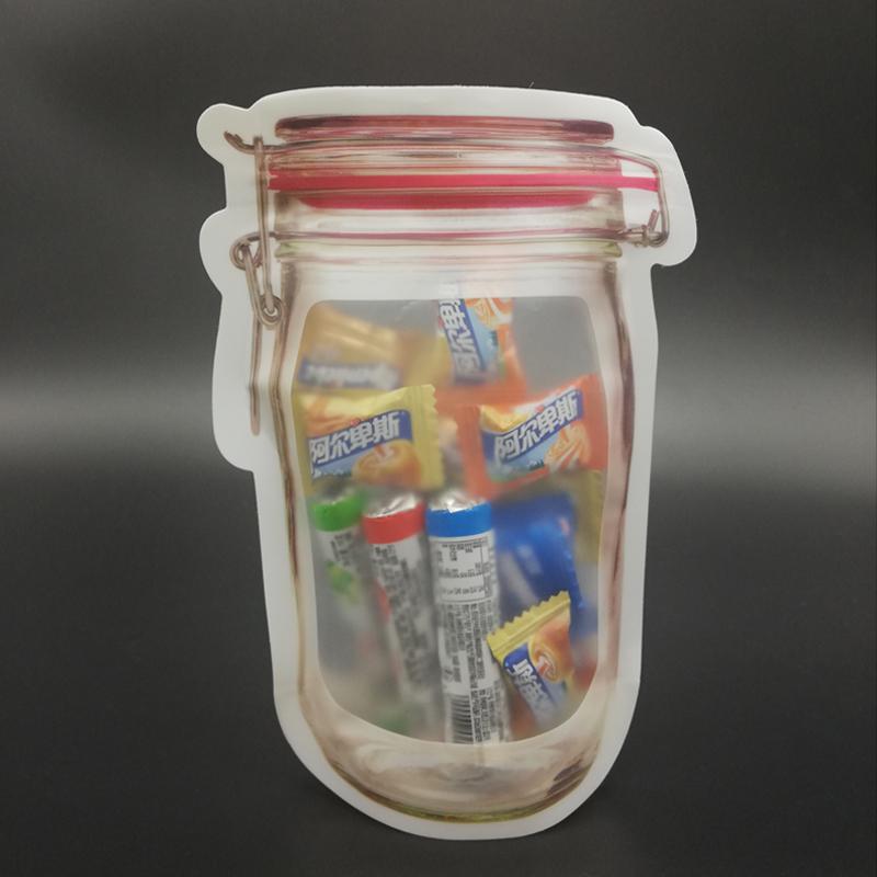 1074 Reusable Airtight Seal Plastic Food Storage Mason Jar Zipper (500ml) - DeoDap